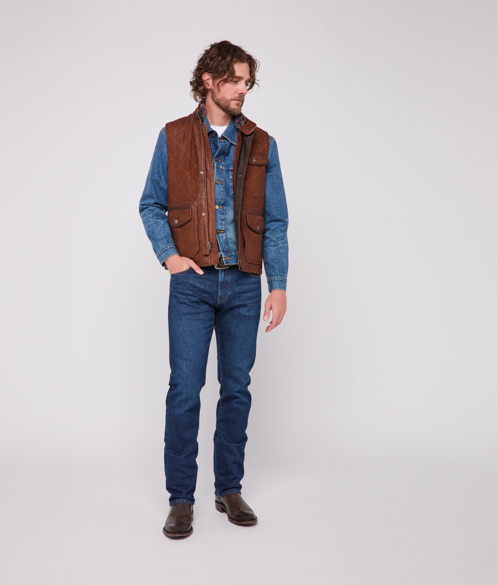 Vail Quilted Leather Vest :: Bourbon - Image 4