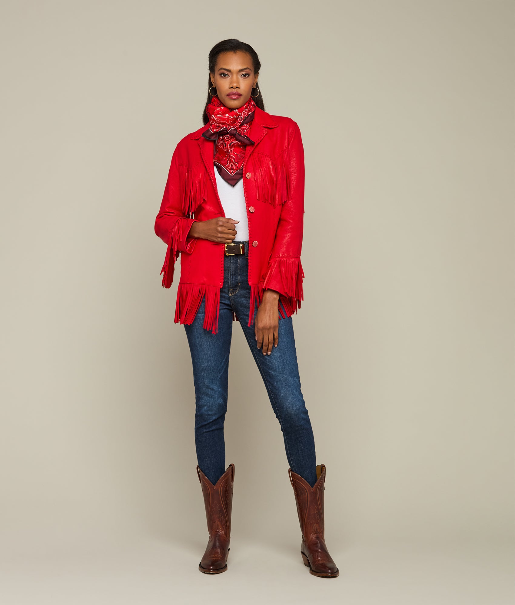 Tallulah Fringe Jacket :: Red - Image 2