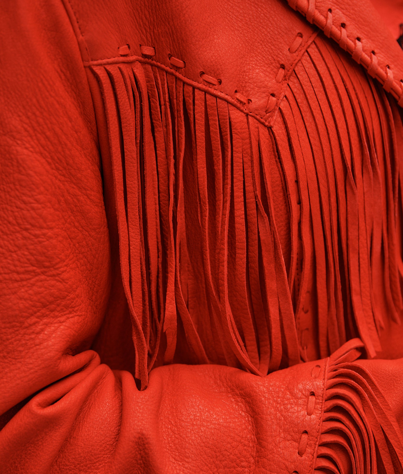 Tallulah Fringe Jacket :: Red - Image 6