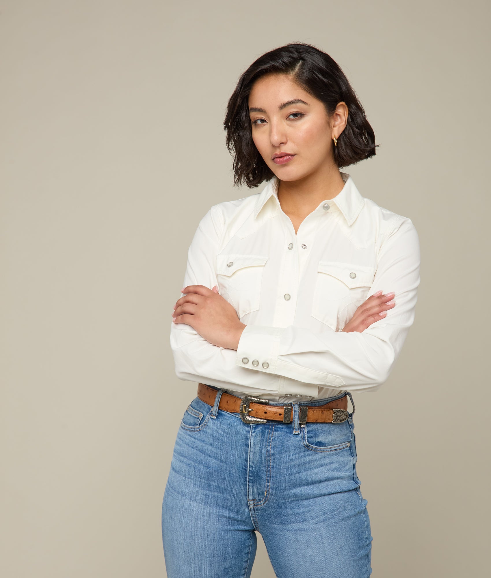 Reese Women's Snap Shirt :: Blanco - Image 5