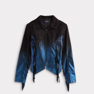 Nightfall Fringe Jacket :: Black/Blue